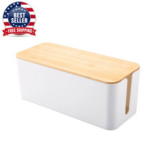 Cable Storage Box Power Strip Case Wooden Power Line Wire Management Organizer A picture
