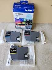 Brother Genuine LC401 3PK Ink Cartridges Cyan Magenta Yellow Open Box picture