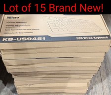 Lot of 15 iMicro KB-US9451 USB Wired Keyboard 104-Key Black Universal Brand New picture