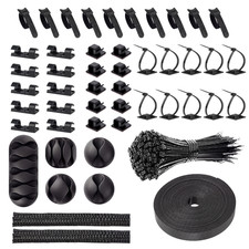 Turonic CM1 Cable Organizer Kit, 148-Piece Set, Clips, Ties, Hook & Loop, Desk picture