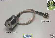 RG316 LOW LOSS COAX RF CABLE UHF FEMALE SO239 TO SMA / RP-SMA M/F STRAIGHT ANGLE picture
