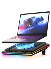 V12 Gaming Laptop Cooling Pad RGB Cooler Fan Stand Black For 15.6-19