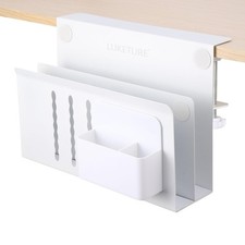 LUKETURE 2 Tier Desk Side Storage, No Drill Laptop L(2 Tier), White(2 Tie) picture