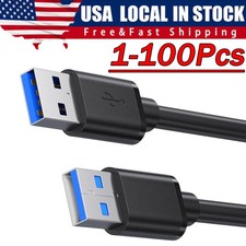 USB 3.0 A Male to A Male Cable Data Transfer Super Speed Power Charger Metal Lot picture