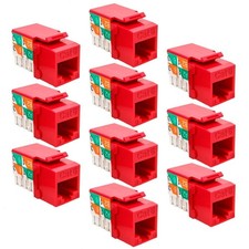 10 Pcs RJ45 Cat6 Network LAN Ethernet Keystone Jack 110 Punch Down Snap In Red picture