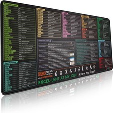 Excel Shortcut Keys Mouse Pad Extended Large XXL Cheat Sheet Gaming Mousepad picture