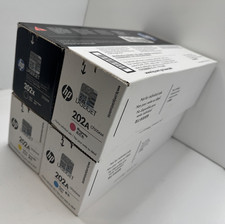 HP 202X 202A Toner Cartridges Black Cyan Magenta Yellow Genuine 4 Pack CF500X picture
