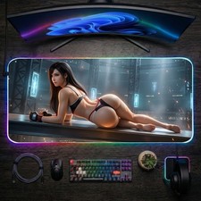Final Fantasy Mouse Pad, Tifa Lockhart LED RGB Desk Mat, Gamer Desk Decor picture