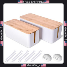 Cable Management Box Set with Wooden Style Lids and Accessories picture