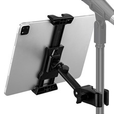 LZSIG Tablet Holder for Mic Stand, Adjustable iPad iPhone Mount X, Black picture