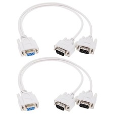 2Pcs DB9 Serial Splitter Cable Replacement DB9 9 Pin 1 Female Ale to 2 Male R... picture