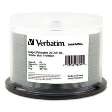 50 VERBATIM DVD+R DL 8.5GB 8X DataLifePlus White Inkjet Hub Printable 98319 picture