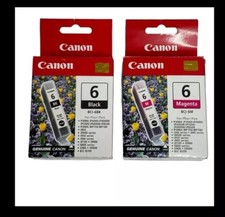 Two Canon Cartridges 4 Select PIXMA Printers 1. BCI-6BK Black Ink 2. Magenta NEW picture