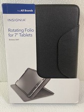 Insignia 360 Rotation Flex Fit System BLACK Folio Case for most 7” Tablets picture