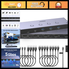 8K HDMI KVM Switch for 4 Computers, Aluminum, 4 USB 3.0 Ports, High-Speed Connec picture