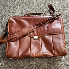 McKlein Laptop Protection Brown Leather Padded Messenger Bag w/ Partitions picture