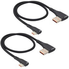 HCFeng Double Elbow Type C Cable Right Angle Nylon Braided USB 40cm, Black  picture