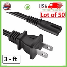 Lot of 50 pack TV Cord Cable for Insignia Sharp JVC Hisense 2 Prong AC Wall Plug picture