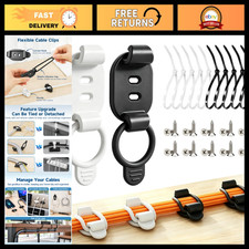 20 Sets Adjustable Cable Management Clips - Self Adhesive Cord Organizer, Reusab picture