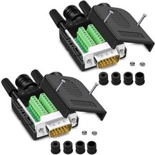 ANMBEST VGA Solderless Quick Connector 16mm Thinner 3+9 DB15 3Row 2PCS Male picture