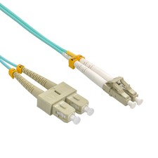 20 Pack of 8m LC/UPC-SC/UPC OM3 Multimode Duplex OFNR 2.0mm Aqua Fiber Optic Pat picture