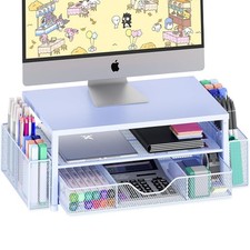 OPNICE Desk Organizers and With Drawer 2 Pen Holders, Blue 1-Pack picture