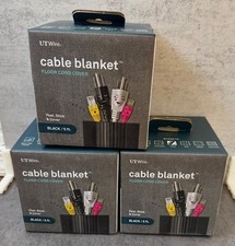 Lot of 3 - 5 ft. Cable Blanket Low Profile Cord Cover and Protector in Black picture