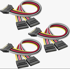 SATA Power Y-Splitter Cable 15-Pin 1-to-2 8 in Cable Matters 3 Pack NEW picture