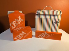 Vintage IBM Supply Kit Box Lot Paul Rand Striped Graphic Design W More Clean picture