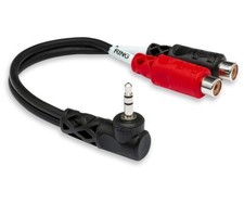 Hosa YRA-167 Stereo Breakout Cable - 3.5mm TRS Male Right-angle to Left and picture