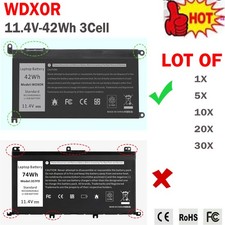 🧡LOT 1-30X WDX0R WDXOR Battery For Dell Inspiron 13 5368 5378 5379 15 7586 7579 picture