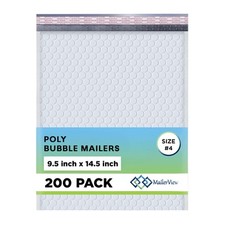 Arctic White Bubble Mailers 9.5x14.5 Poly Padded Mailers #4 200 Pack picture