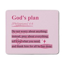 Pink Christian Mouse Pad, Philippians 4:6 God's Plan Bible Verse Mouse Pads M... picture
