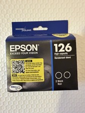 Epson 126 T126120-D2 Black Printer Ink Cartridge - 2  Exp 04/2029 Sealed . picture