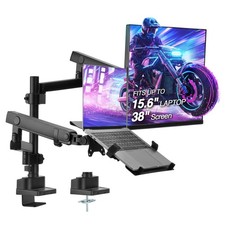 Laptop and Monitor Long Pole Stand - Mount 15.6 Notebook and 32 Monitor on 2 picture