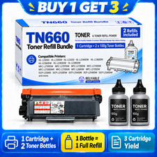 Compatible TN660 Toner Cartridge +2 Refill Bottles 3X Yield for Brother HL-L2300 picture