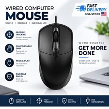 USB 2.0 Optical Wired Scroll Wheel Mouse PC Laptop Notebook Desktop Black Mice picture