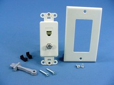 Leviton Almond Decora Quickport CATV Cable & Phone Jack Wallplate F-Type 41658-A picture