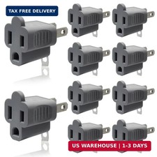 2 to 3 Prong Adapter, 3 to 2 Prong Converter - 10 Pack, Gray picture