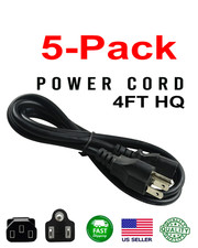 5-Pack AC Power Cord Cable 3 Prong Plug 4FT Standard PC Computer Monitor picture