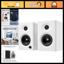 High-Quality Powered Computer Speakers for Gaming & Music - White Pair picture
