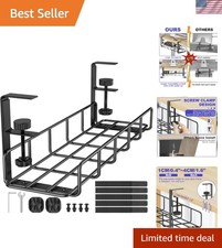 Professional Under Desk Wire Management Tray - Easy No Drill Installation 15.7