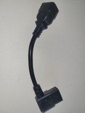 9 inch C20 to Right Angle C19 Power Cord 12AWG 20A/250V SJT UL, Black patch cabl picture