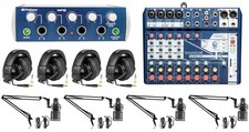 4-Person Podcast Podcasting w/Soundcraft Mixer+Presonus Headphones/Amp+Boom Arms picture