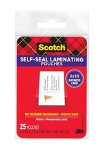 Scotch LS851G Self-Sealing Laminating Pouches, 9.5 mil, 2 7/16 x 3 7/8, Business picture