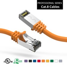 15 Pack of 7Ft CAT8 S/FTP Ethernet Network Cable Orange 26AWG picture