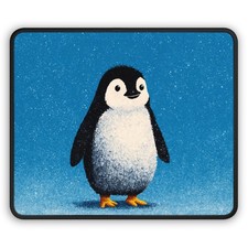 Cute Baby Penguin Gaming Mouse Pad | Blue Cartoon Animal Desk Mat picture