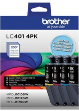 Genuine Brother LC401 4 Pack Ink Cartridges Black Cyan Magenta Yellow LC4014PKS picture