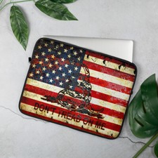 Rusted American and Gadsden Flag Print Laptop Sleeve - Don't tread on Me picture