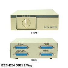 2 Way Rotary Dail Bi-directional IEEE-1284 DB25 25 Pin Manual Data Switch Box picture